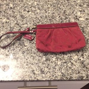 Coach dark red wristlet